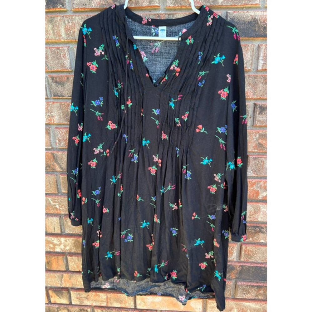 Old Navy Floral Dress Womens Medium Oversized Black